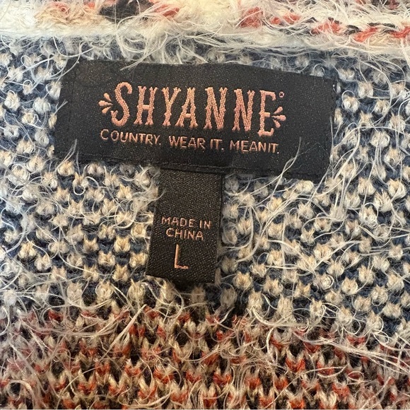 SHYANNE Aztec Western Cowboy Multicolor Pattern Long Fuzzy Cardigan Size Large - Picture 7 of 10